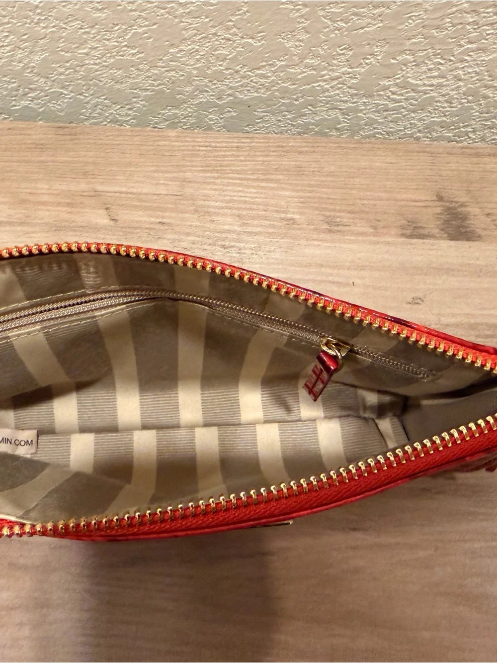 Brahmin Daisy Volcanic Red Croc-Embossed Leather Wristlet